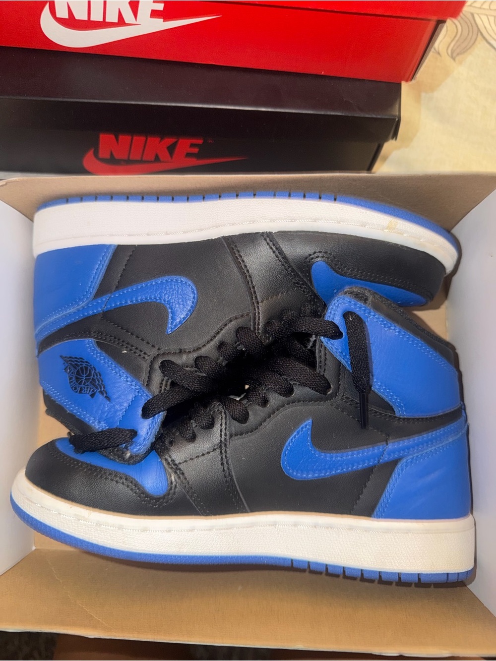 Nike Black and Royal Blue High-Top Sneakers